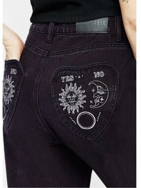 Disturbia Planchette Embroidered Distressed Jeans 36